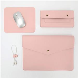 Genuine Cow Leather Laptop Sleeve Case Set With Mouse Pad