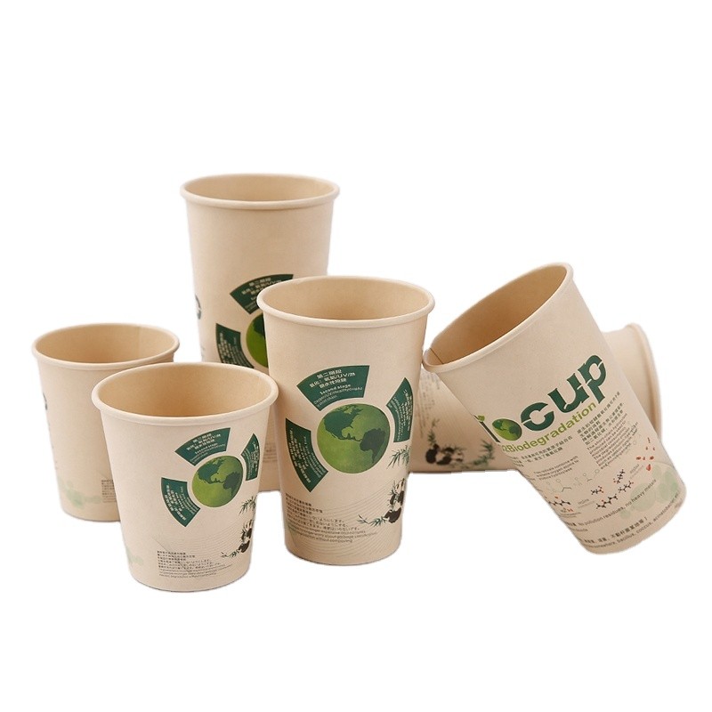 Бамбуковые бумажные кофейные чашки с покрытием на 12 унций Pla