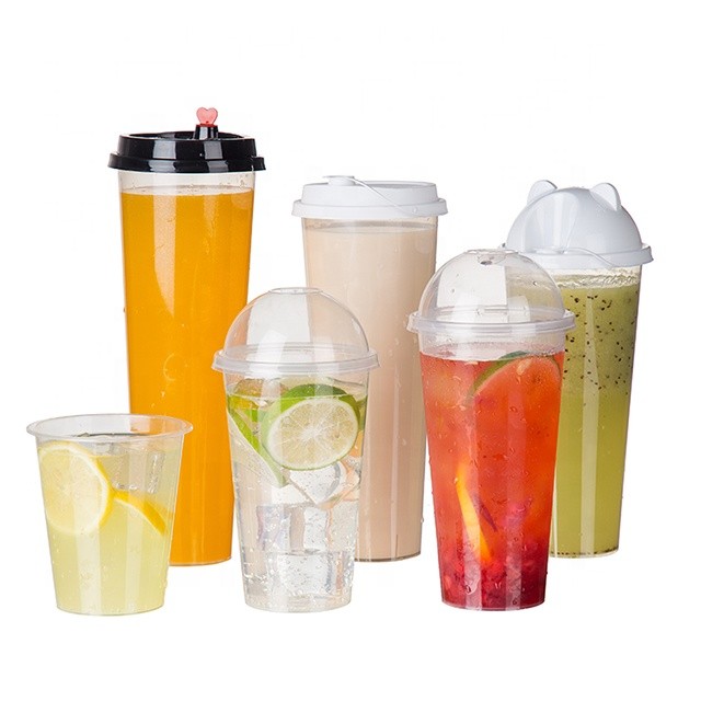 Одноразовые дешевые фирменные прозрачные пластиковые стаканчики на 16 унций