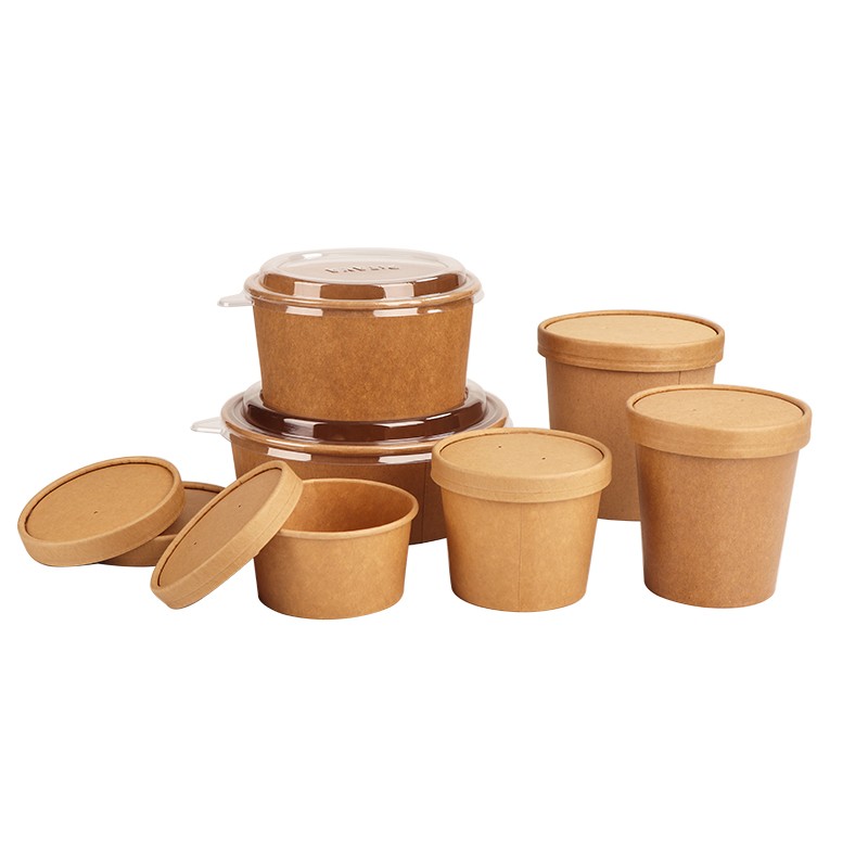 750ml Disposable Rectanglar Kraft Paper Salad Bowl