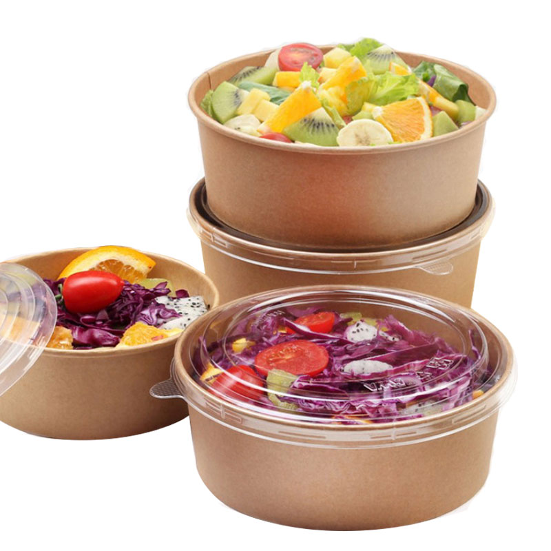 Recyclable White Paper Bowl Container 1000ml For Rice And Hot Soup