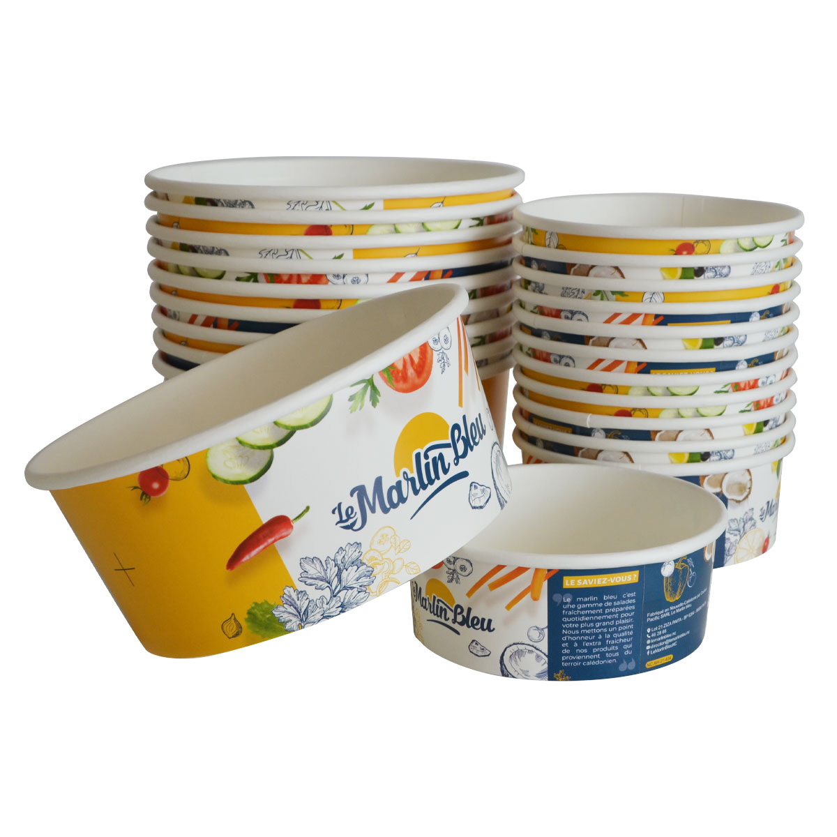 Recyclable White Paper Bowl Container 1000ml For Rice And Hot Soup