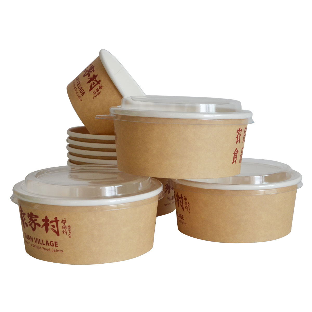 Recyclable White Paper Bowl Container 1000ml For Rice And Hot Soup