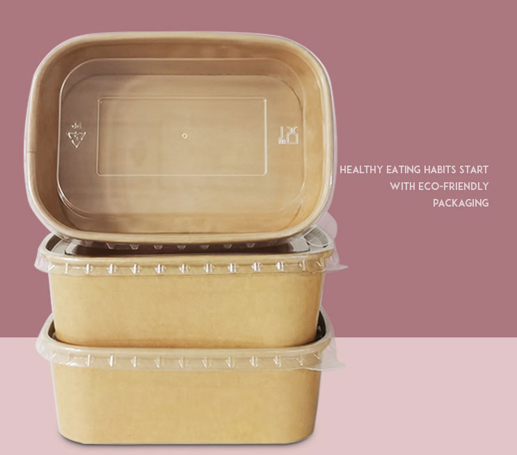 Eco Bamboo Food Container Take Away Paper Lunch Box Fast Food Packaging Box