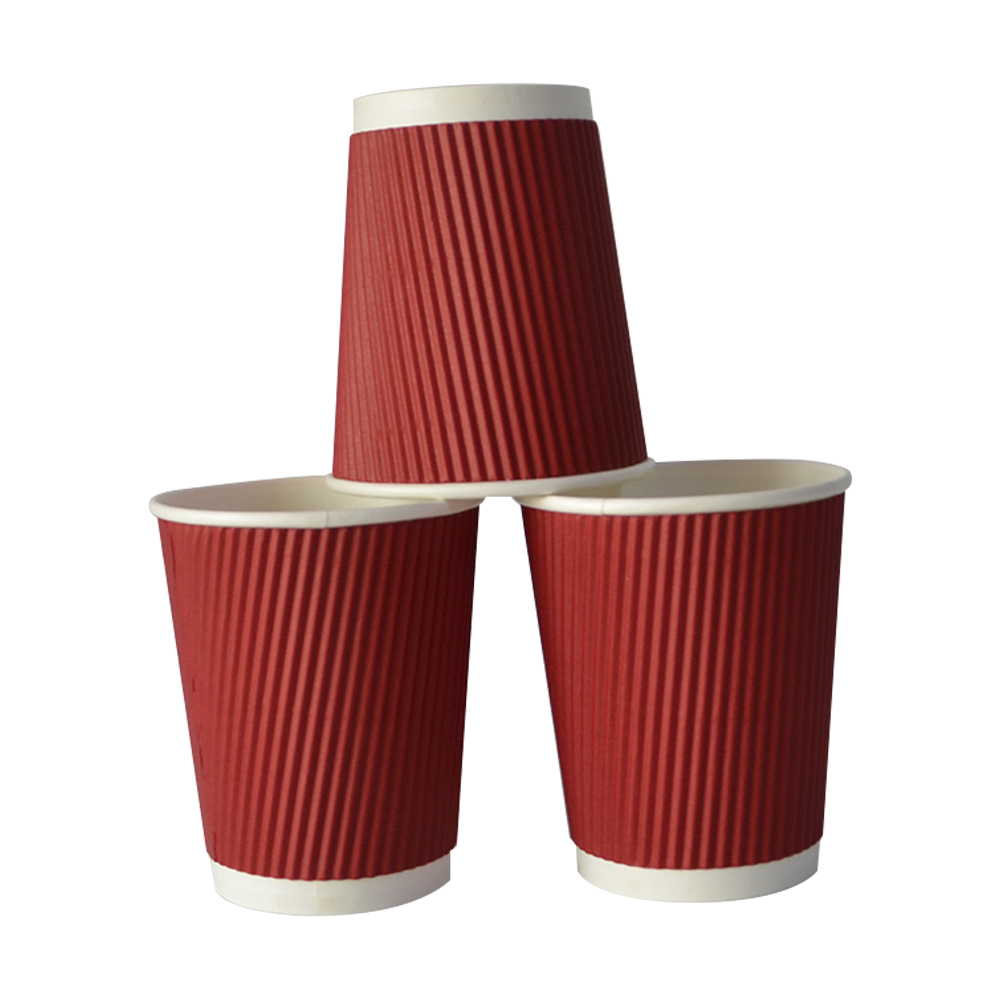 12oz Recyclable Printed Orange Coffee Paper Cups For Hot Drinks