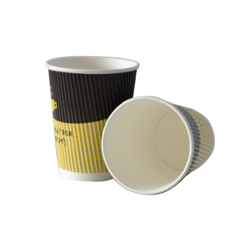 12oz Recyclable Printed Orange Coffee Paper Cups For Hot Drinks