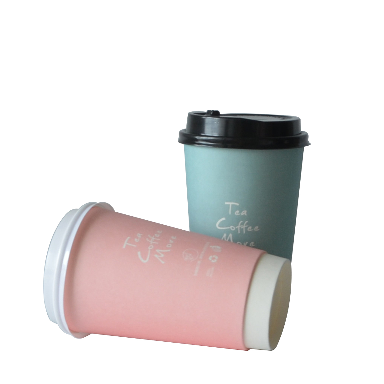 Disposable 8oz Coffee Tea Cup White Paper Drinking Cups With Lids
