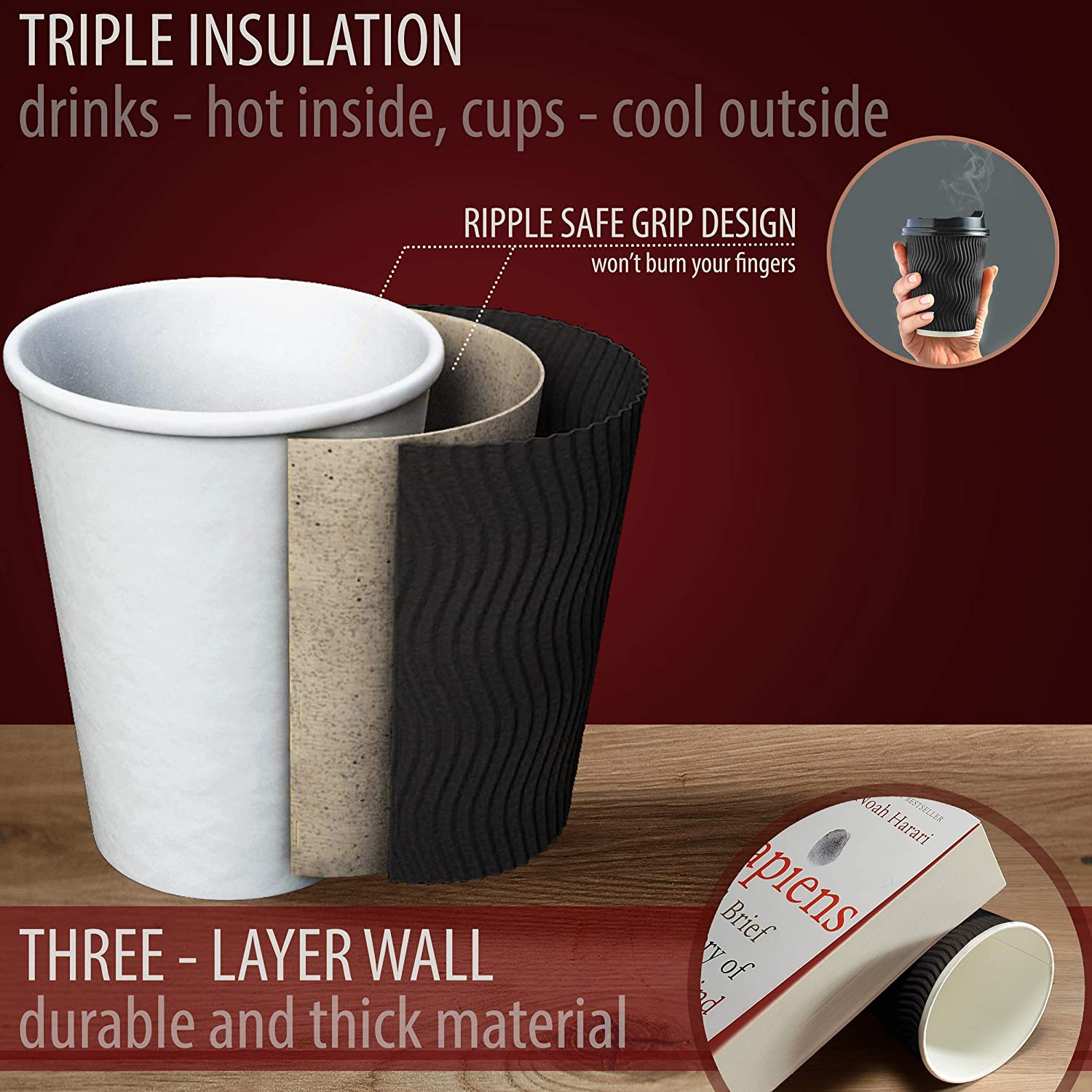 9oz Take Away Double Wall Hot Coffee Paper Cup