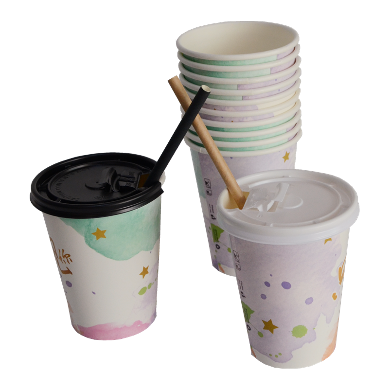 9 Oz Flexo Printing Milkshake Paper Cup With Handle For Party