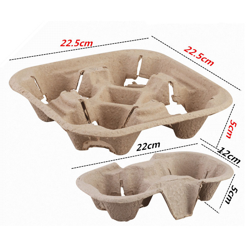 2 Cup 4 Cup Disposable Paper Pulp Coffee Cup Holder Tray