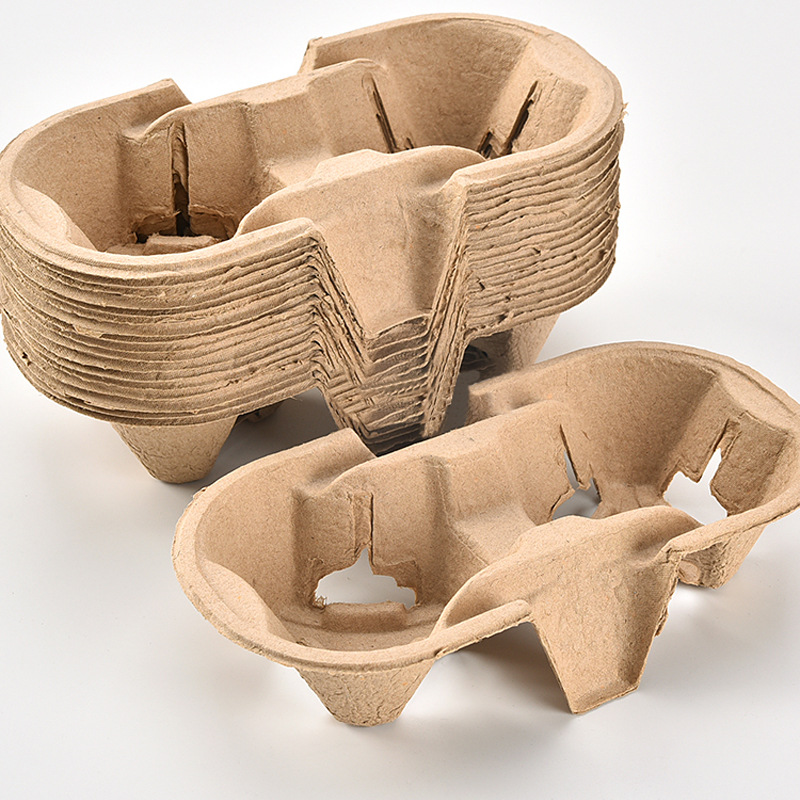 2 Cup 4 Cup Disposable Paper Pulp Coffee Cup Holder Tray