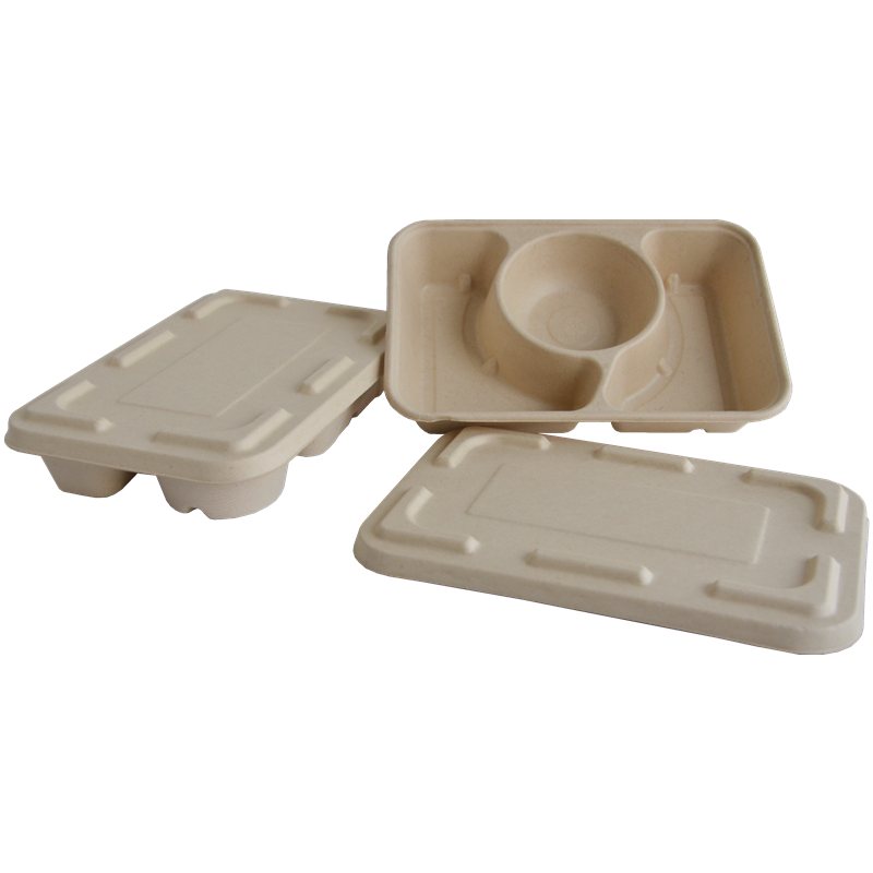 Disposable Sugarcane Clamshell Packaging Food Container Bowl Bagasse Cutlery