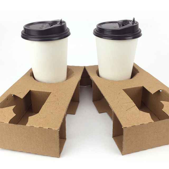 4 Cup Kraft Take Away Paper Cup Holder Carrier