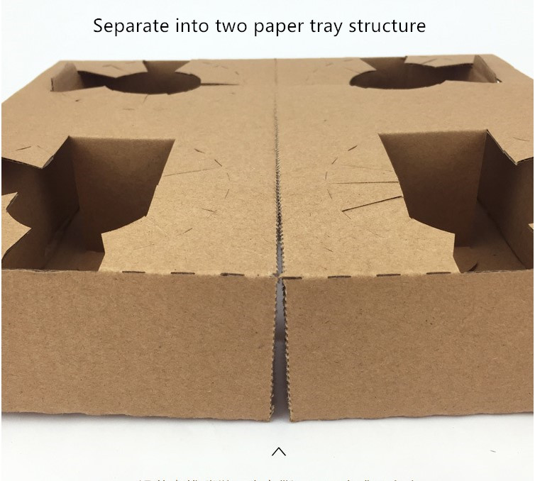 4 Cup Kraft Take Away Paper Cup Holder Carrier