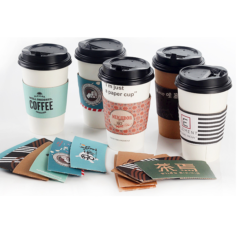 Cartoon Printing Coffee Cup Paper Sleeves With Logo