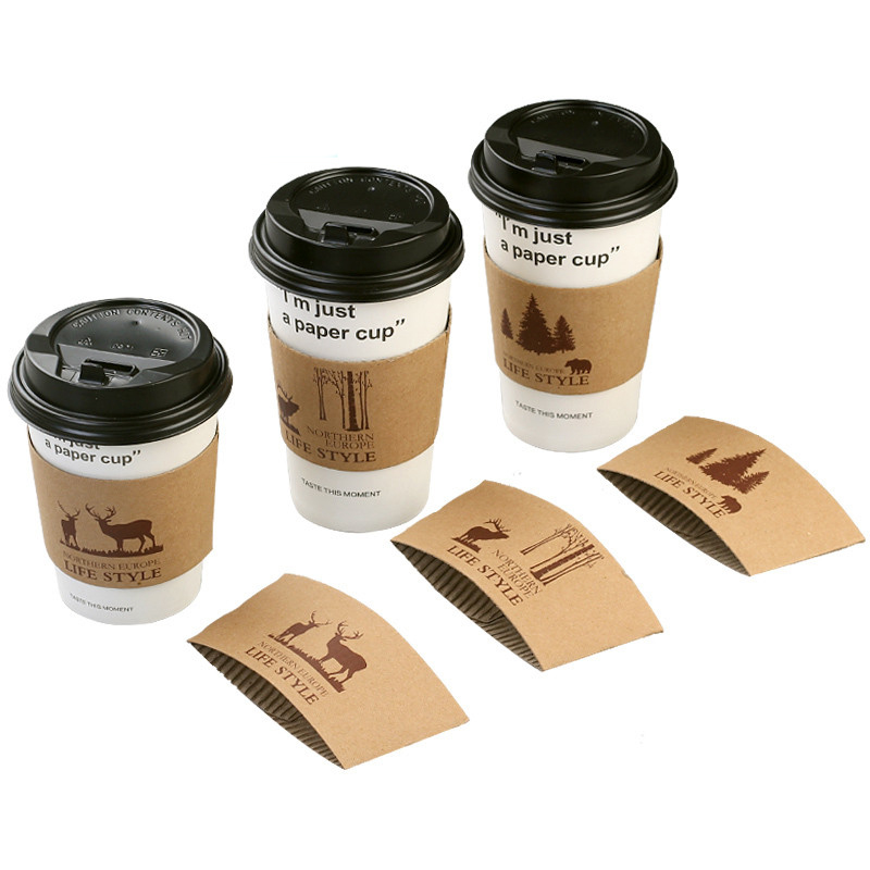 Cartoon Printing Coffee Cup Paper Sleeves With Logo