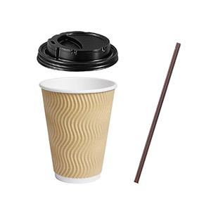 3 player Paper Ripple Coffee Cup and Various Lid Different color Type For Coffee Packaging
