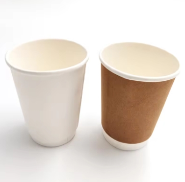 customize printed biodegradable compostable drinking coffee double wall paper 16oz hot cup with lids