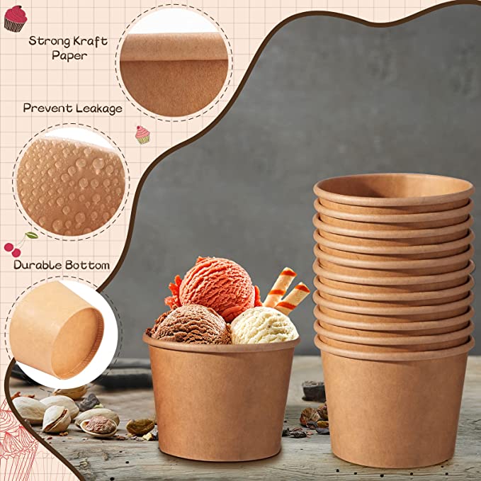 Eco Friendly Food Packaging 12OZ Soup Cup Bowl Disposable Kraft Paper Soup Bowl