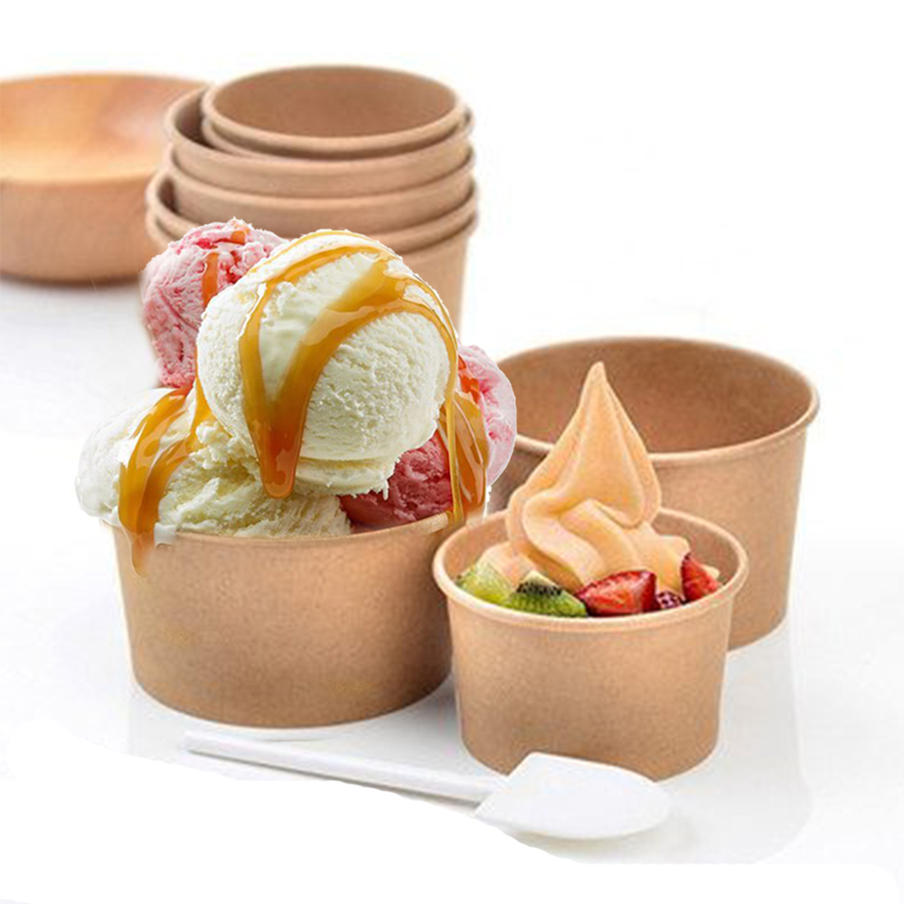 16OZ Paper Lunch Box Bowls Round Food Packing Containers Kraft Paper Soup Bowls With Lid