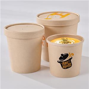 Kraft Soup Bowl 26oz 320+30PE Coating Soup Container with Paper Lid