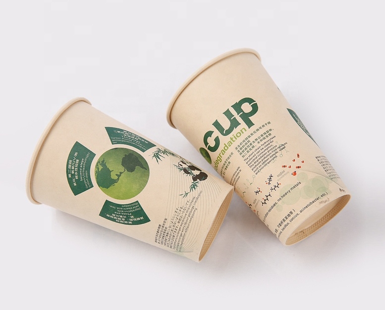 Disposable Biodegradable material bamboo pulp paper cup with PLA lining