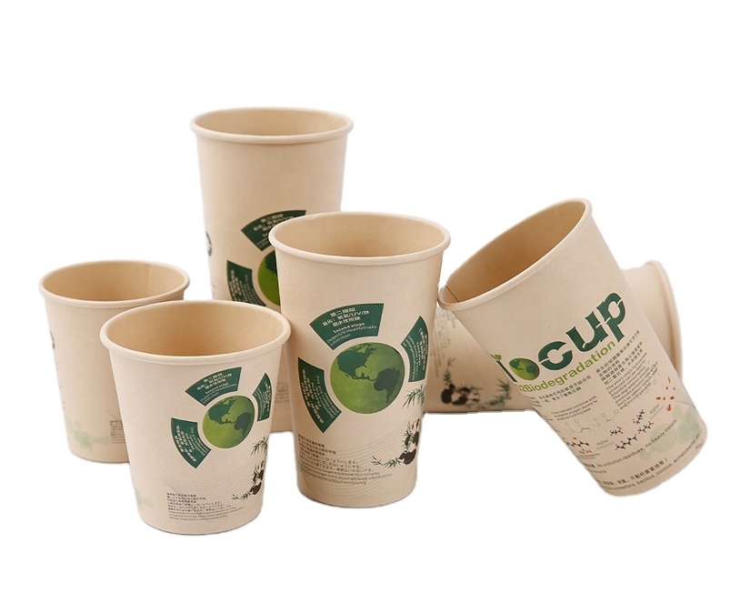 Disposable Biodegradable material bamboo pulp paper cup with PLA lining