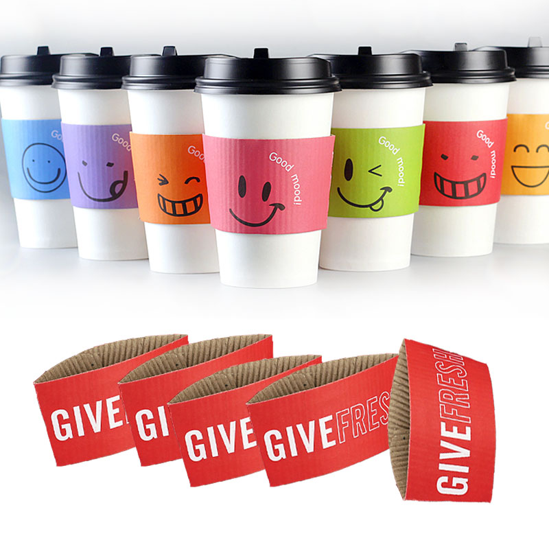 Customer Sublimation Printing Kraft Cardboard Paper Coffee Cup Sleeves