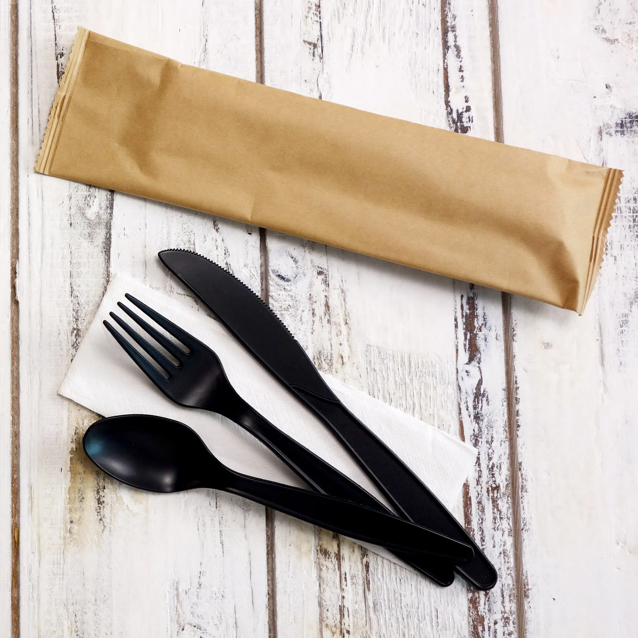 4.5g weight kit black pp heavy duty disposable cutlery knife spoon fork set