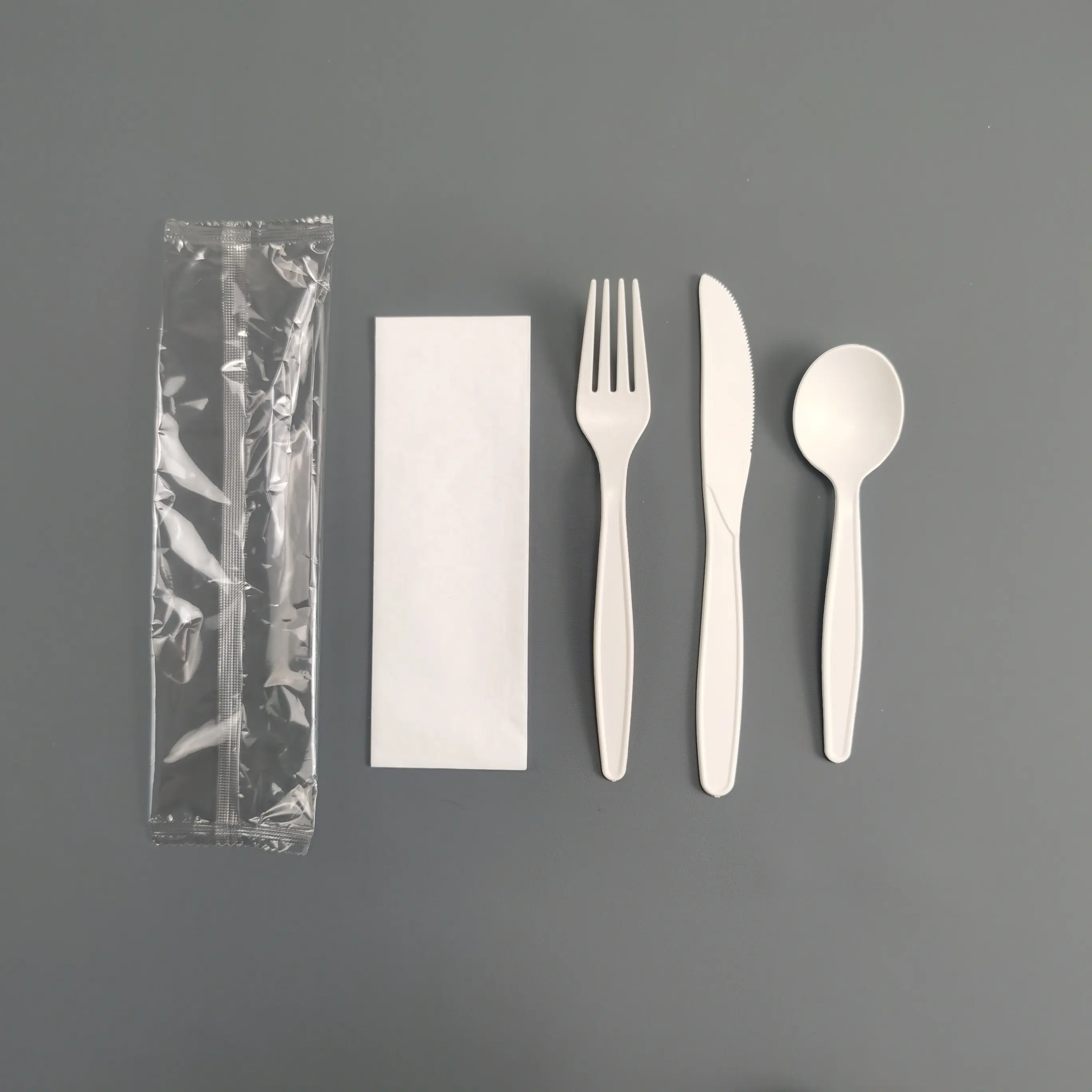 Factory wholesale custom safety plastic biodegradable disposable spoon fork knife set