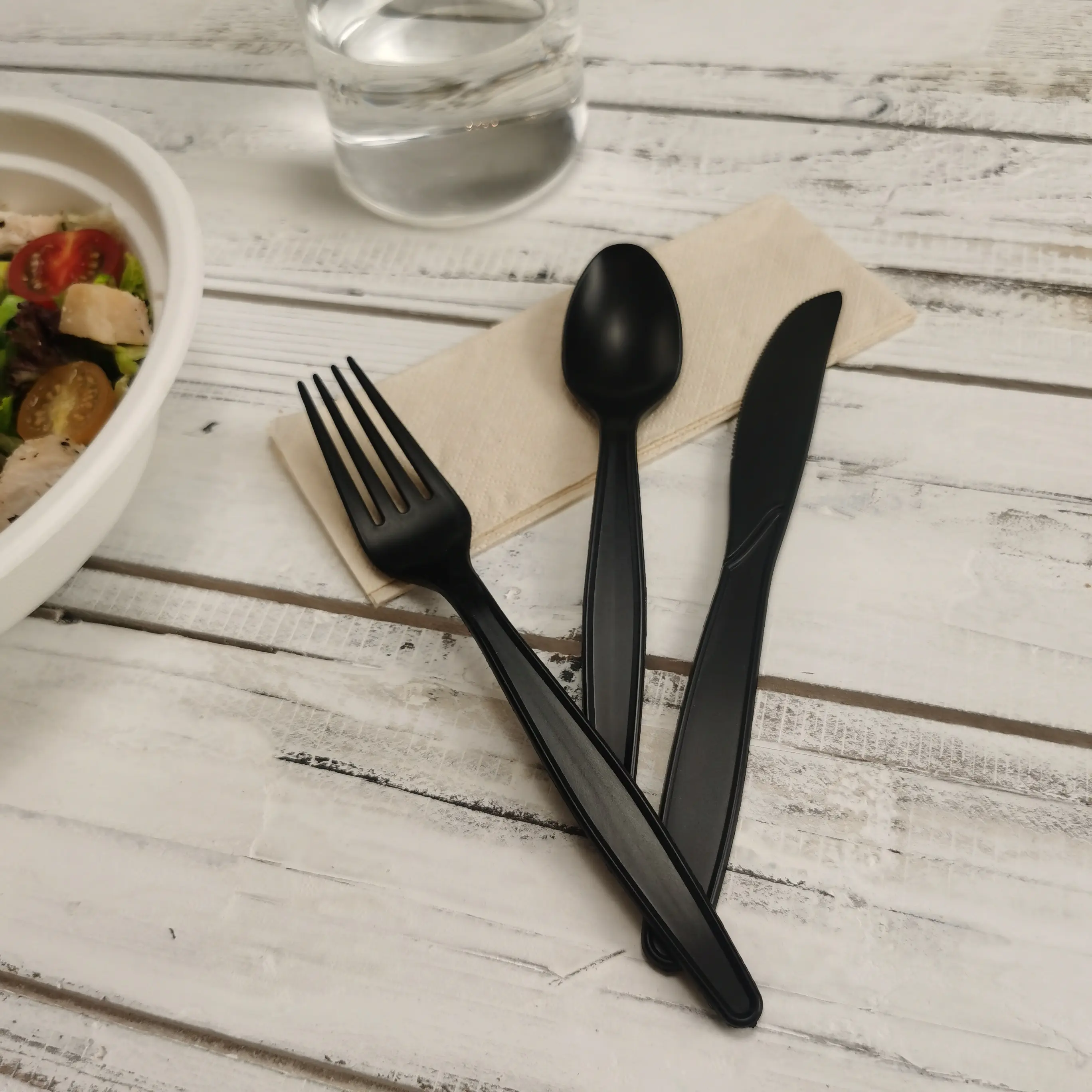 Factory wholesale custom safety plastic biodegradable disposable spoon fork knife set