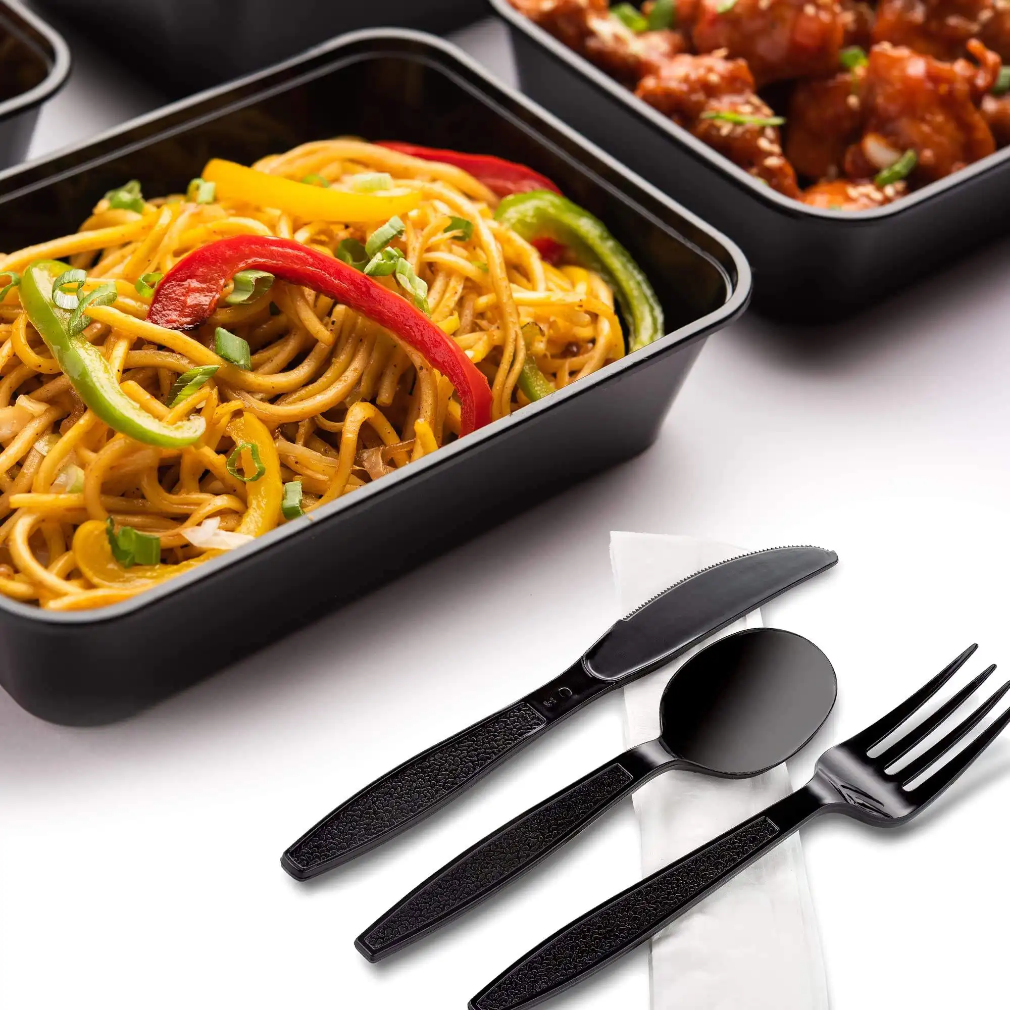 Disposable spoon fork knife with napkin table set