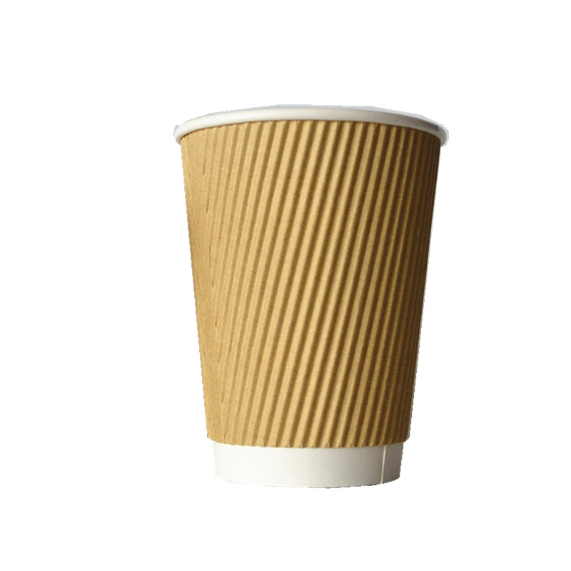 Wholesale Bulk Price 8oz 10oz 16oz Disposable Eco-Friendly Hot Drinking Paper Cups for Coffee Three Ripple Wall with PS Lid