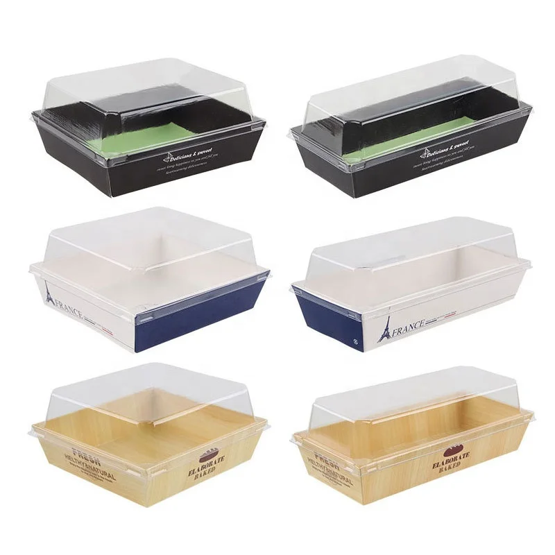 Disposable takeaway eco-friendly box food packaging customization design printing sandwich sushi boxs container with plastic lid