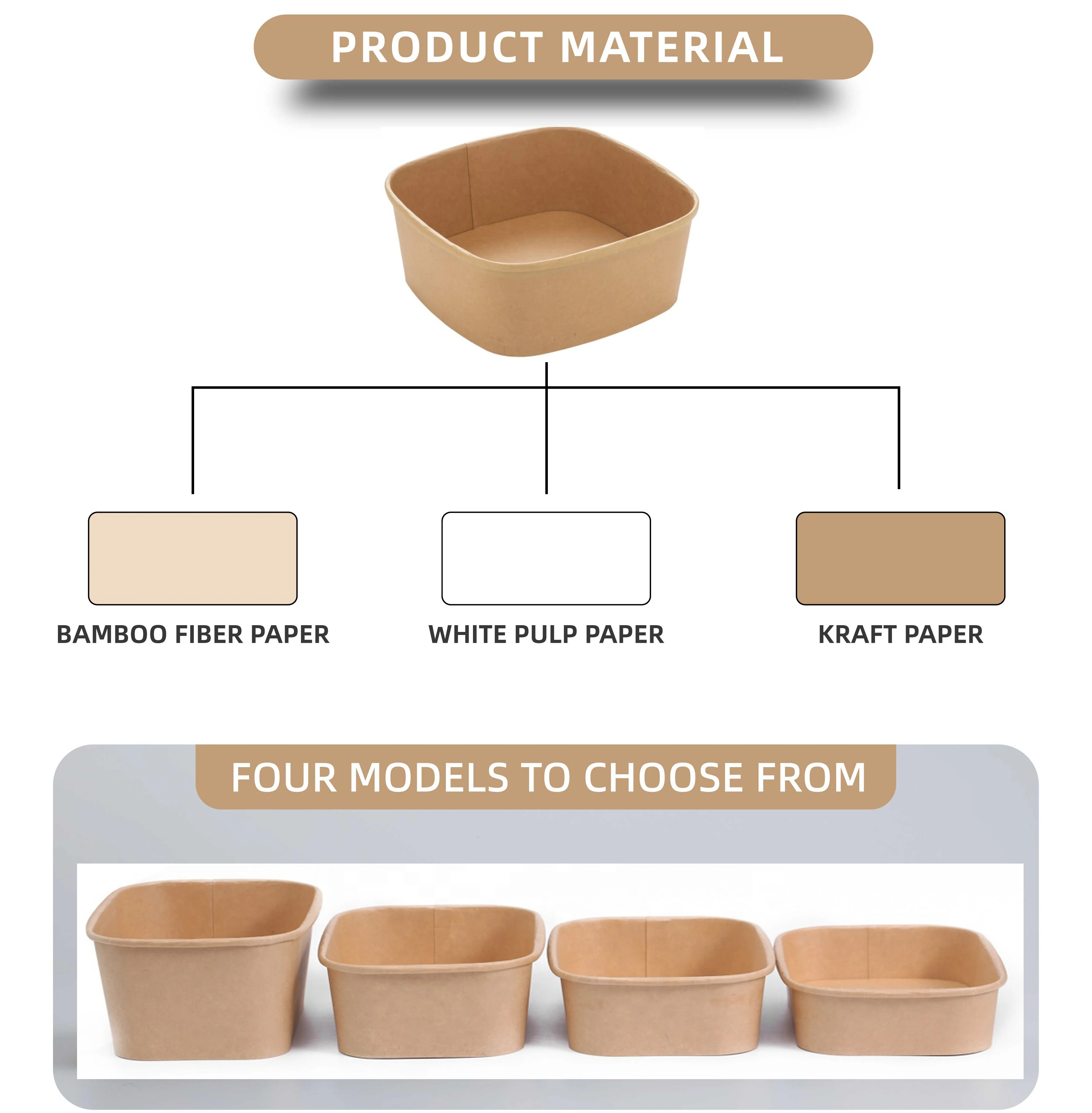 750ml 1000ml 1320ml Square Rectangular Salad Bowls