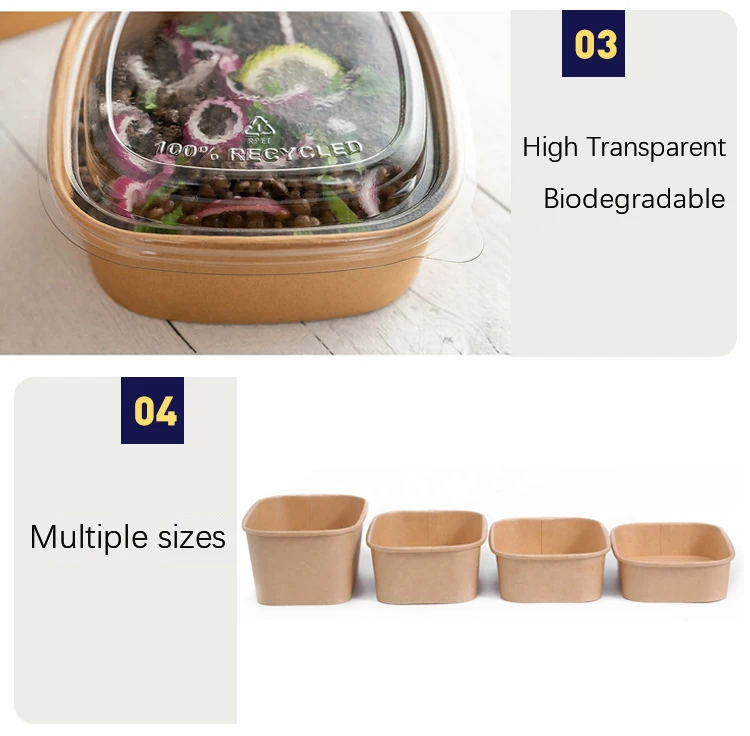 750ml 1000ml 1320ml Square Rectangular Salad Bowls