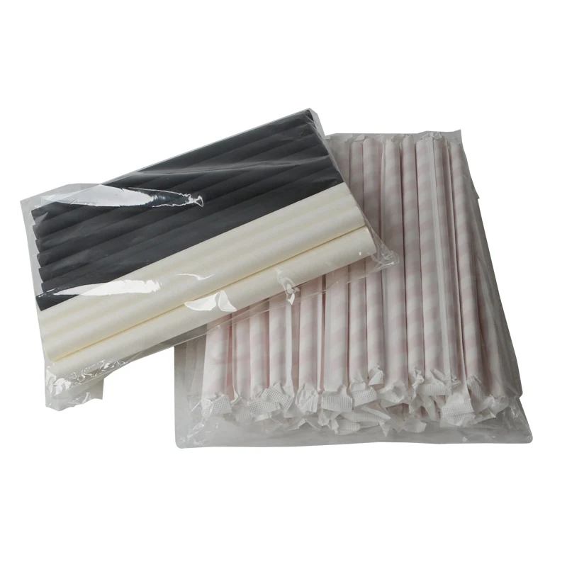 12*210MM Biodegradable Disposable Straws Wrapped White Kraft Hot Drinks Large Paper Straw