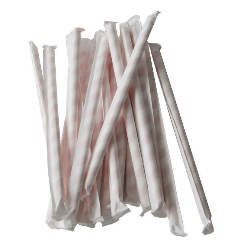 12*210MM Biodegradable Disposable Straws Wrapped White Kraft Hot Drinks Large Paper Straw