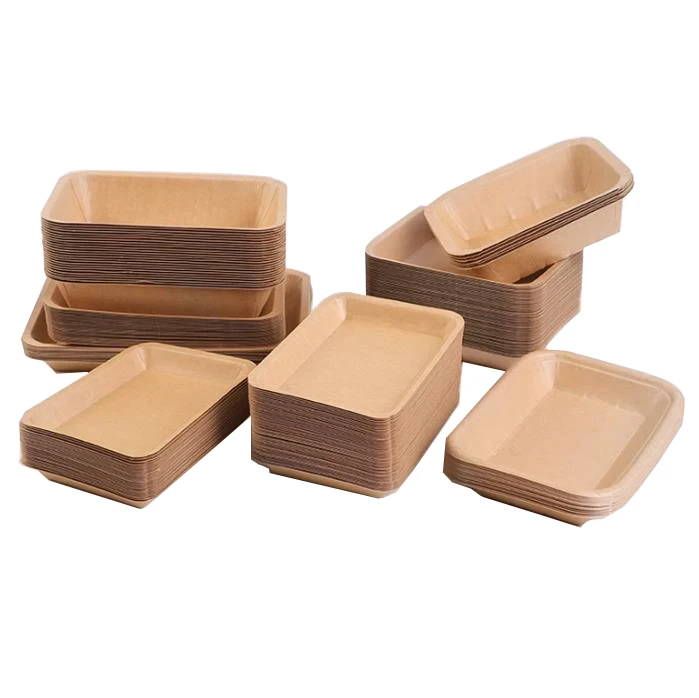 Boat Tray Heepack Kraft Packaging Container Microwave Heat Customize Print Disposable Brown Paper Boat Tray