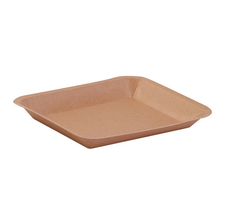 Boat Tray Heepack Kraft Packaging Container Microwave Heat Customize Print Disposable Brown Paper Boat Tray