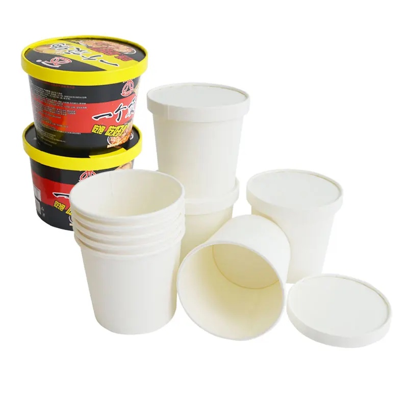 Round Ice Cream Packaging Containers Disposable Paper Tub with Paper Lid and Spoon