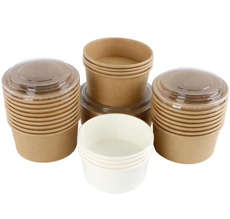 500ml 750ml 1000ml 1300ml Disposable Kraft Paper Round Bowl