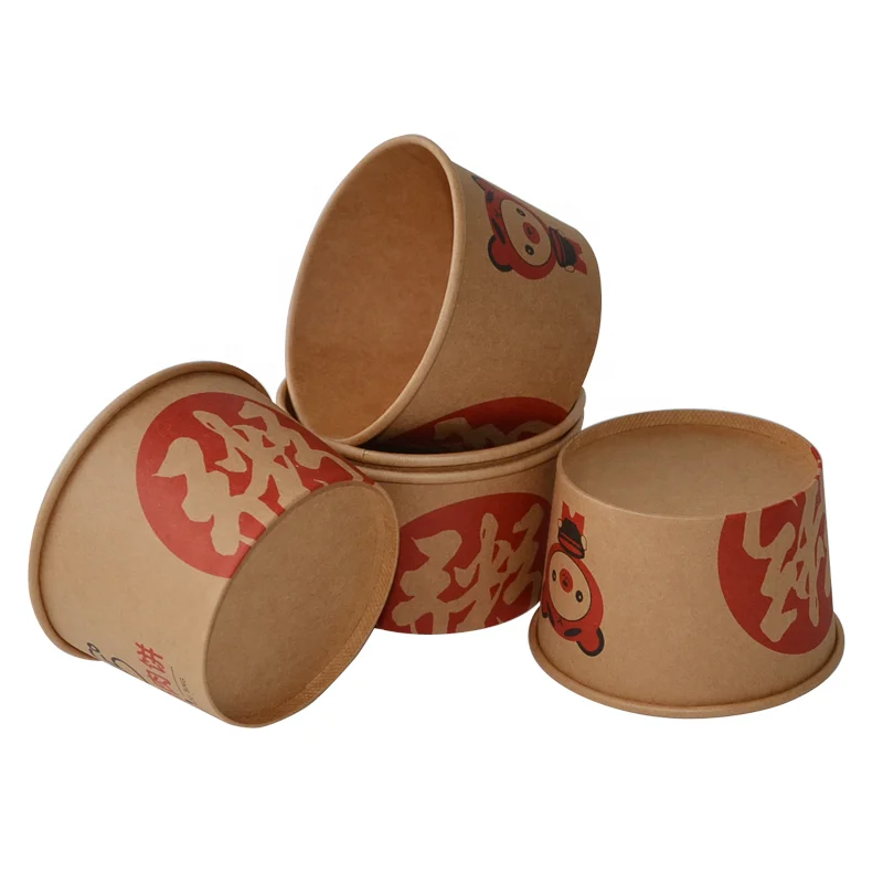 500ml 750ml 1000ml 1300ml Disposable Kraft Paper Round Bowl