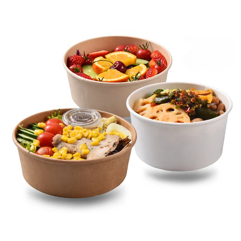 500ml 750ml 1000ml 1300ml Disposable Kraft Paper Round Bowl