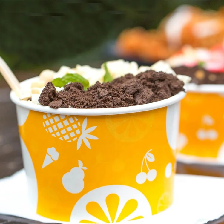 12oz custom paper food bowl cup with lid for ice cream