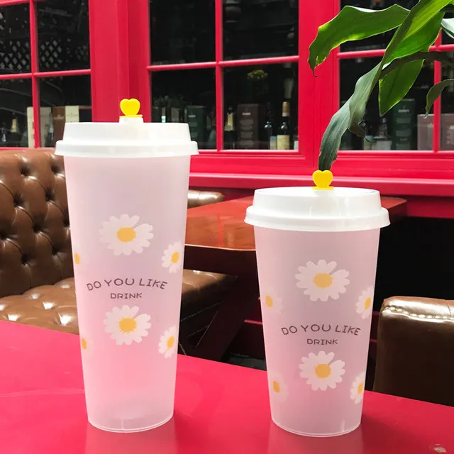 Custom Logo Disposable Thick Hard PP Plastic Cup Clear Frost 360/500/700/1000ml Plastic Bubble Boba Milk Tea Cup with Seal Lid