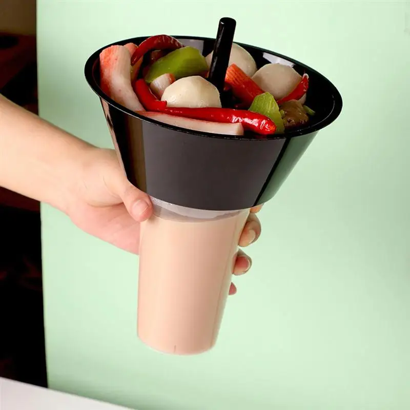 Disposable Hotpot Takeout 2 In 1 Plastic Cup with Bowl