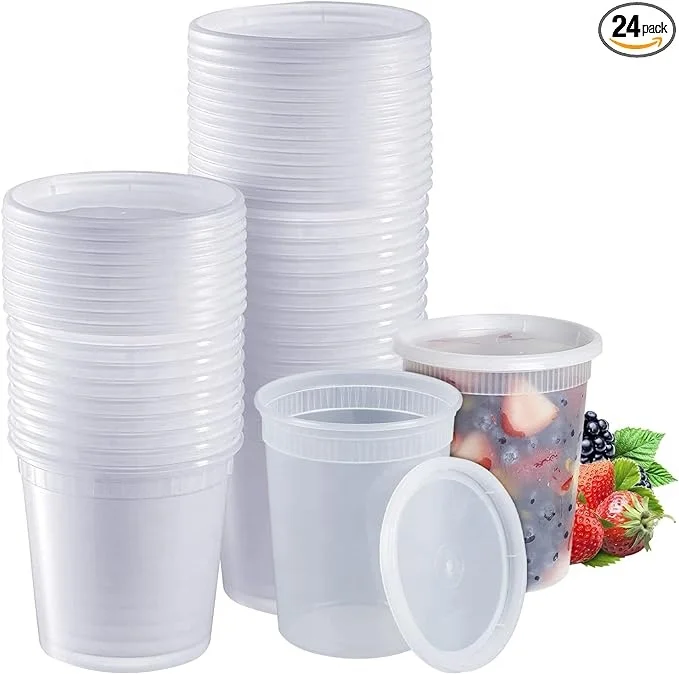 pp container 8oz 12 oz 16 oz 24 oz 32 OZ Deli food Packaging soup container cup with lid