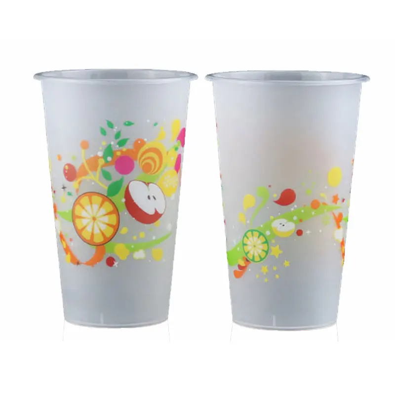 500ml Disposable PP Injection Cups Transparent Frosted Boba Milk Tea Cup with Lid