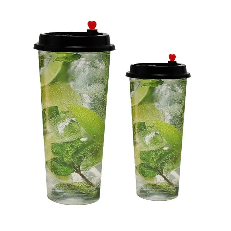 500ml Disposable PP Injection Cups Transparent Frosted Boba Milk Tea Cup with Lid